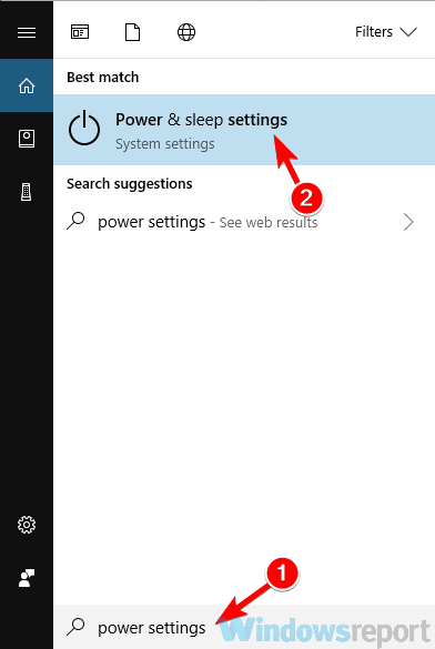 power settings search andy os