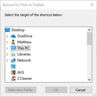 file explorer browse files shortcut
