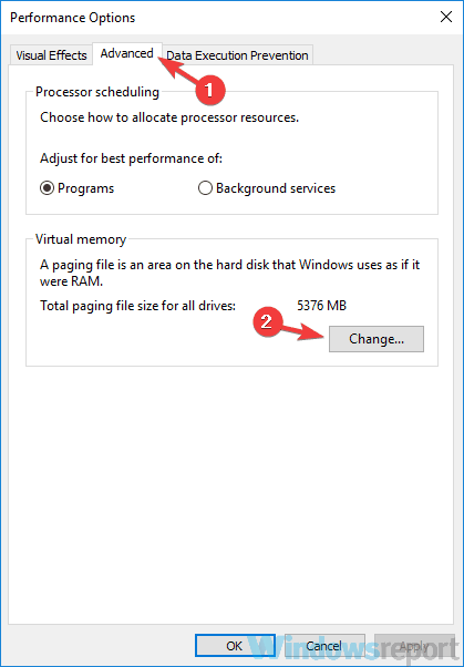 virtual memory change windows 10 slow
