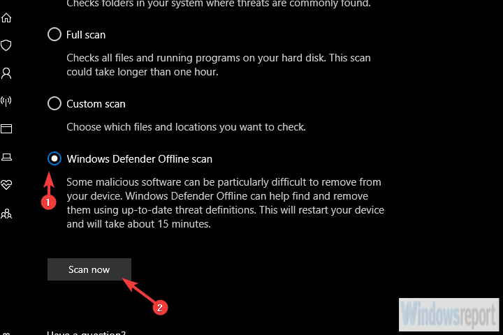 scan with windows defender