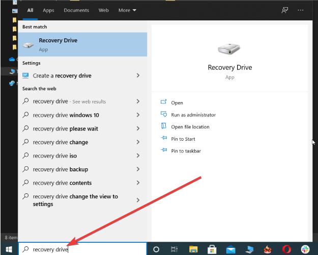 Recovery Drive can fix the 0xc00001 error code in Windows 10