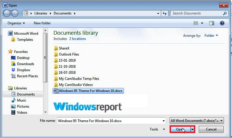open file WordPad does not support all of the features of this document's format