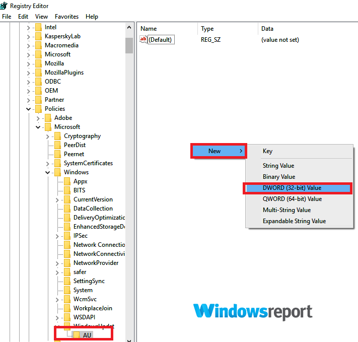 Windows always needs to update new dword