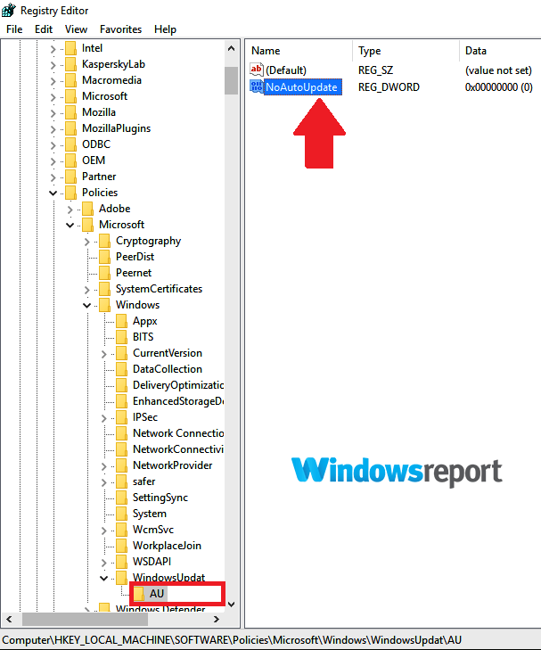 NoAutoUpdate key Windows always needs to update