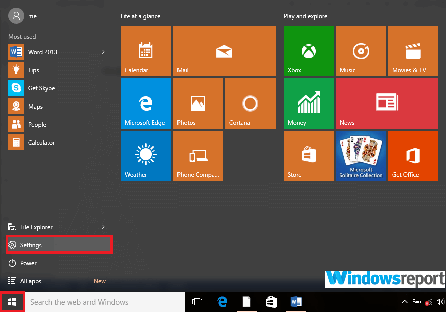 settings start menu Windows always needs to update