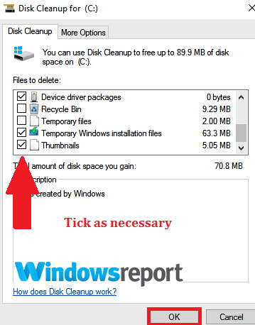 disk cleanup system files Windows cannot download drivers