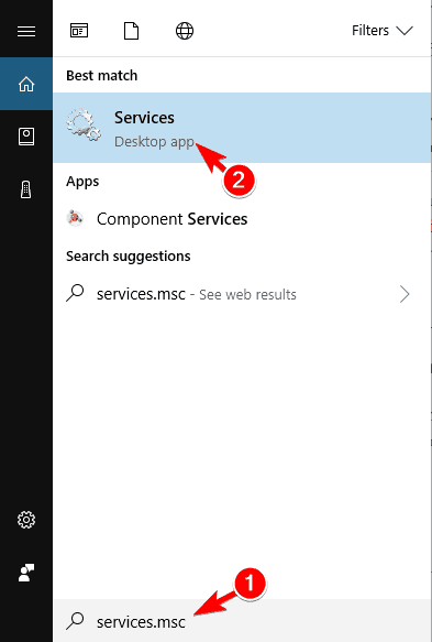 services search The user account doesn't have permission to disable this task