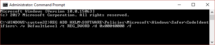 Disable Software Restriction Policy command prompt this program is blocked by group policy