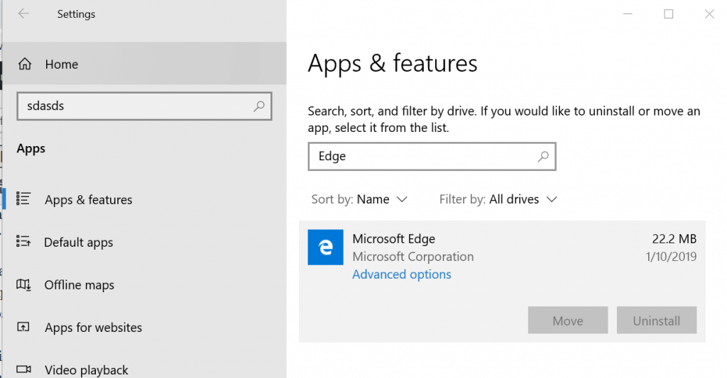 Edge Settings Advanced Options Something went wrong with your extension