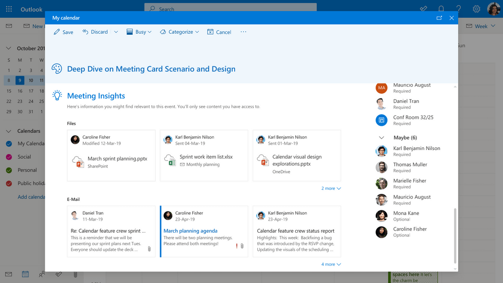 Outlook now tells you when all people are available for meetings