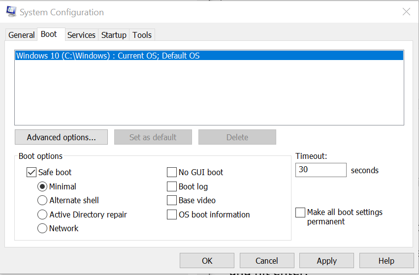 Safe Mode - Safe Boot Windows 10