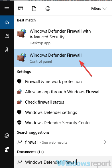 firewall Windows was unable to create