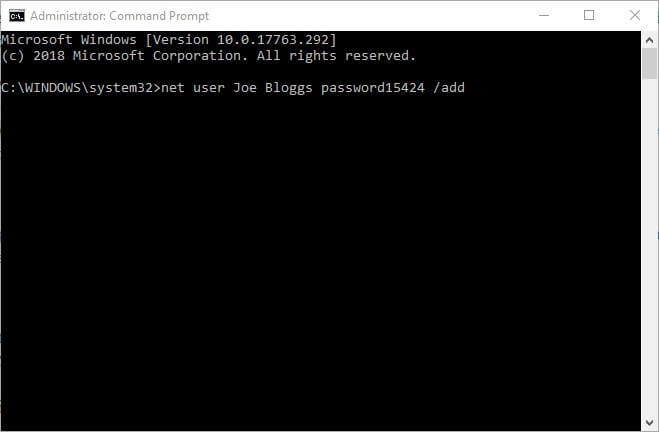 net user add command prompt Something went wrong