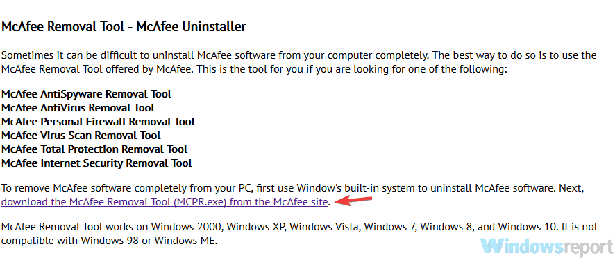 mcafee removal tool free