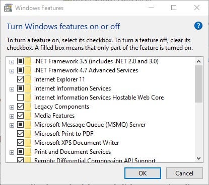 windows features window Windows Media Player album info