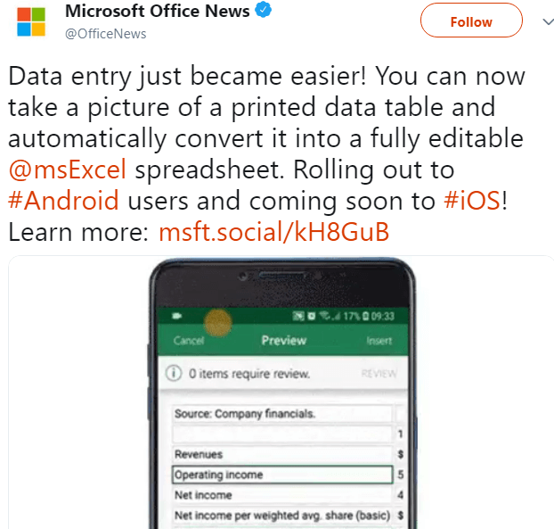 microsoft excel turn table pictures into editable tables