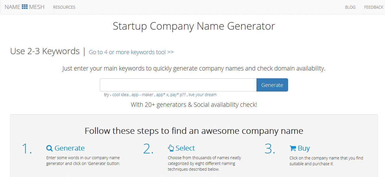 NameMesh software name generator