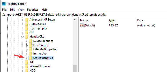 stored identities registry editor your pc is offline windows 8