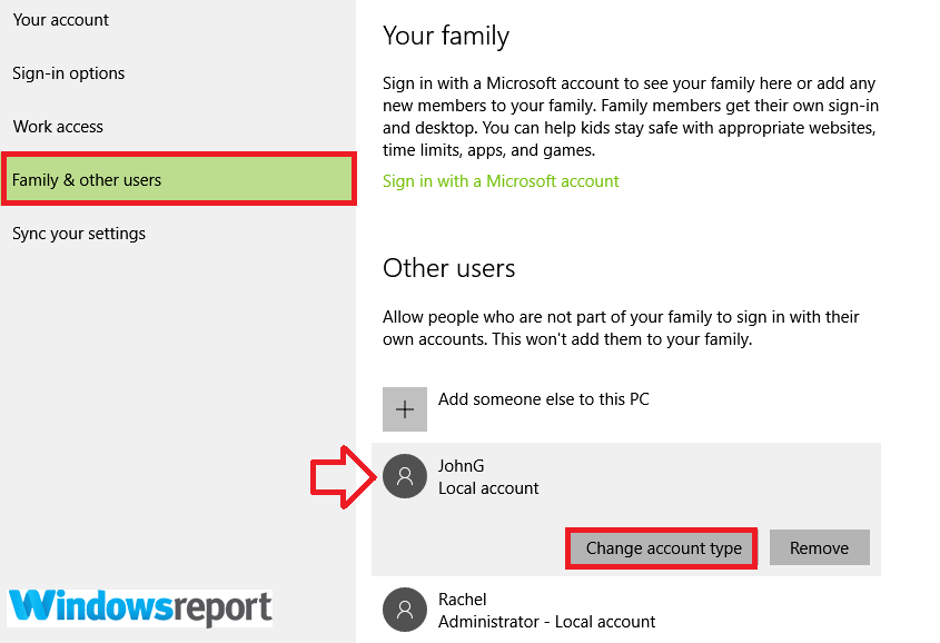 change account type there was a problem connecting to onedrive