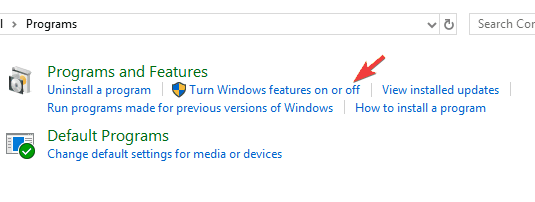 turn windows features Unable to access Samba