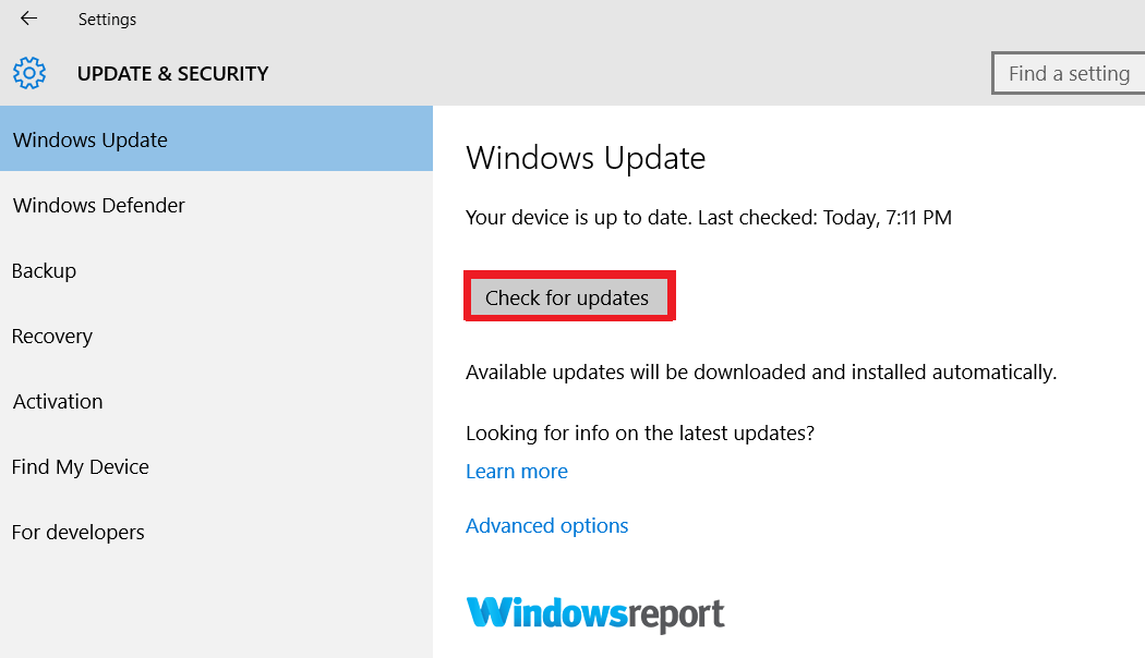 windows update check for updates