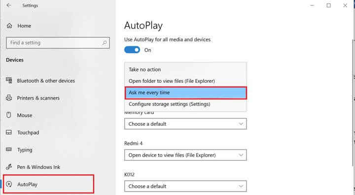 AutoPlay Windows 10 Windows Media Player does not recognize blank CD