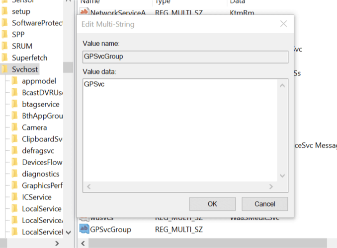 Edit Multi-string value data The group policy client service failed the logon 