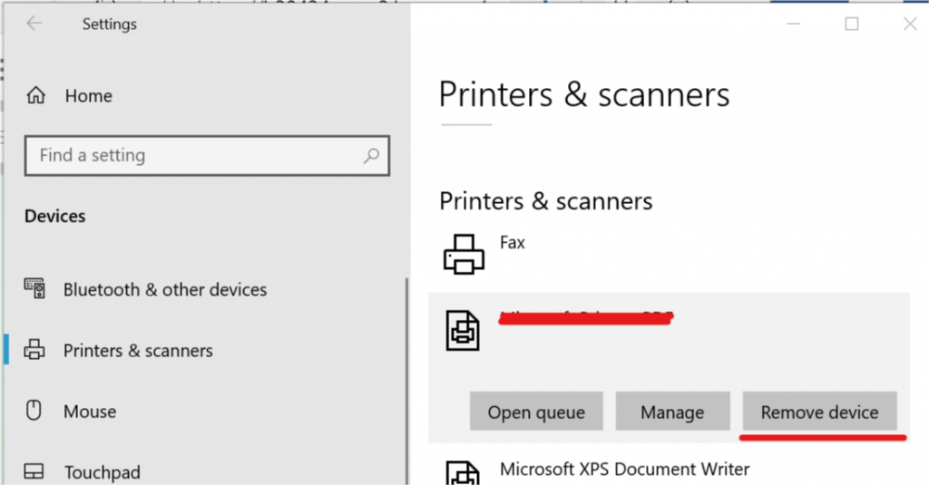 HP Printer - Remvoe Devices - Settings