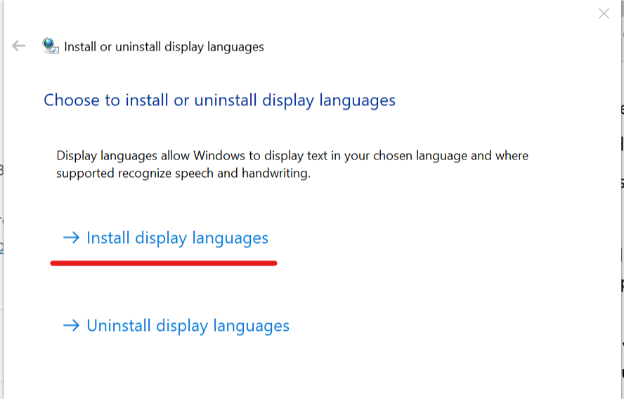 Install Uninstall Display languages