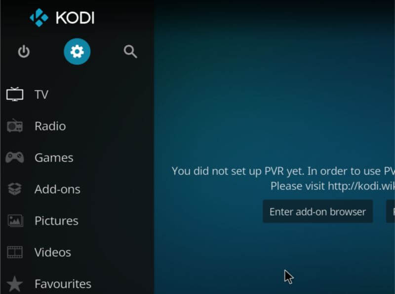 Kodi Player Settings Gear Icon