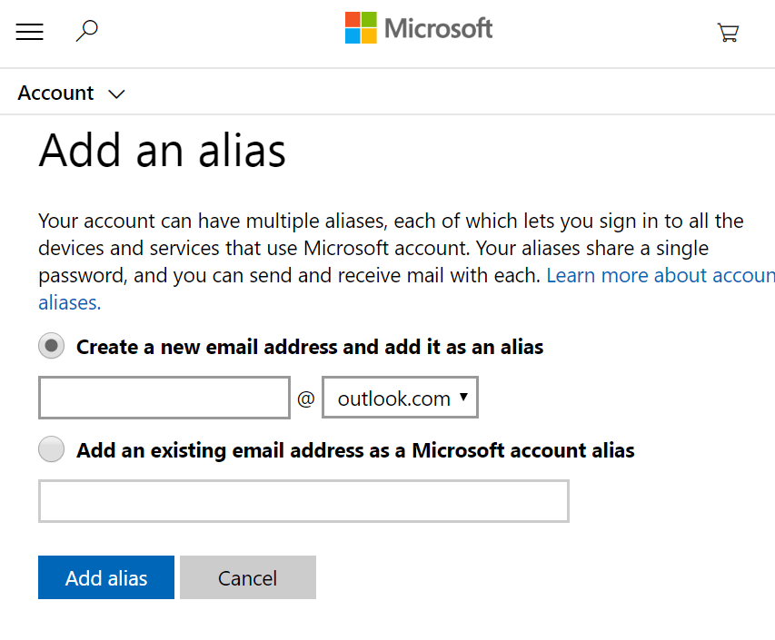 Microsoft Outlook Add an alias A mailbox couldn't be found Office 365 error