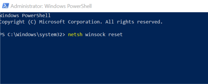 Netsh winsock reset - group policy client failed to logon