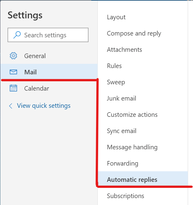 Outlook - Mail - Automatic Replies