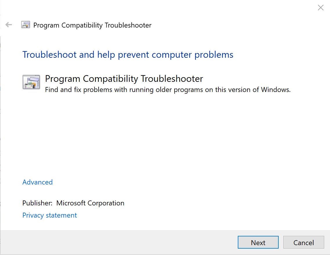 compatibility troubleshooter