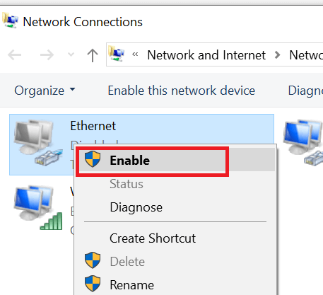 Re-Enable network adapter Windows 10