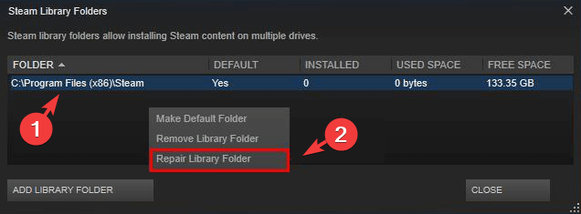 repair folder library Steam privilege error