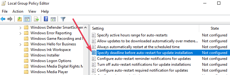 Specify deadlines for automatic updates and restarts