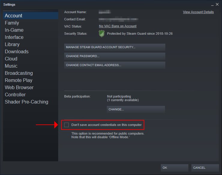 constantly verifying login information on steam client