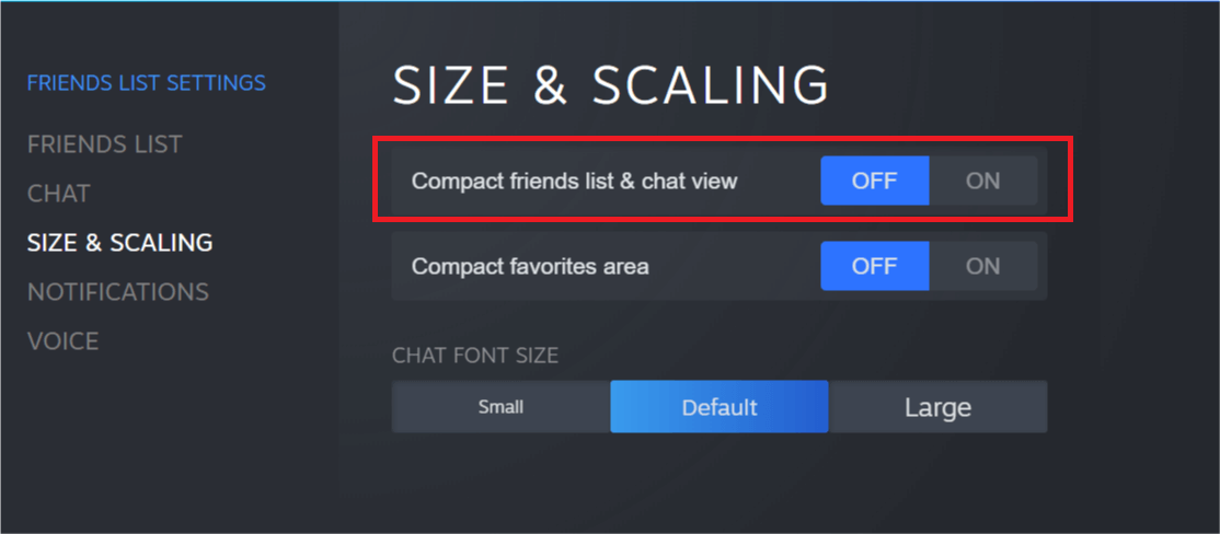 Steam - Turn off Compact friends list and chat view