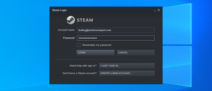 steam verifying login information failed