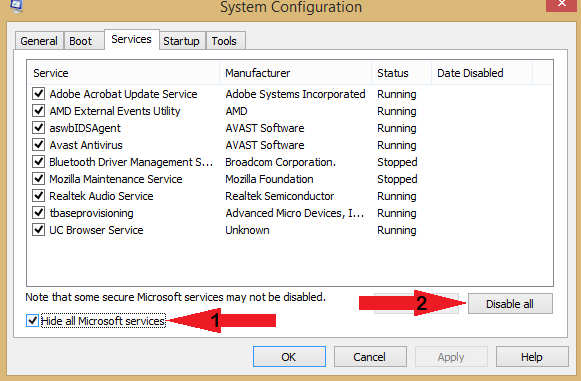 disable all 0x8007007e Windows Update error