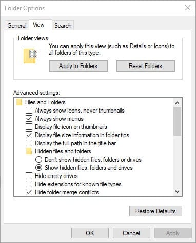 folder options System Volume Information