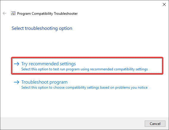 try recommended settings Microsoft Works on Windows 10