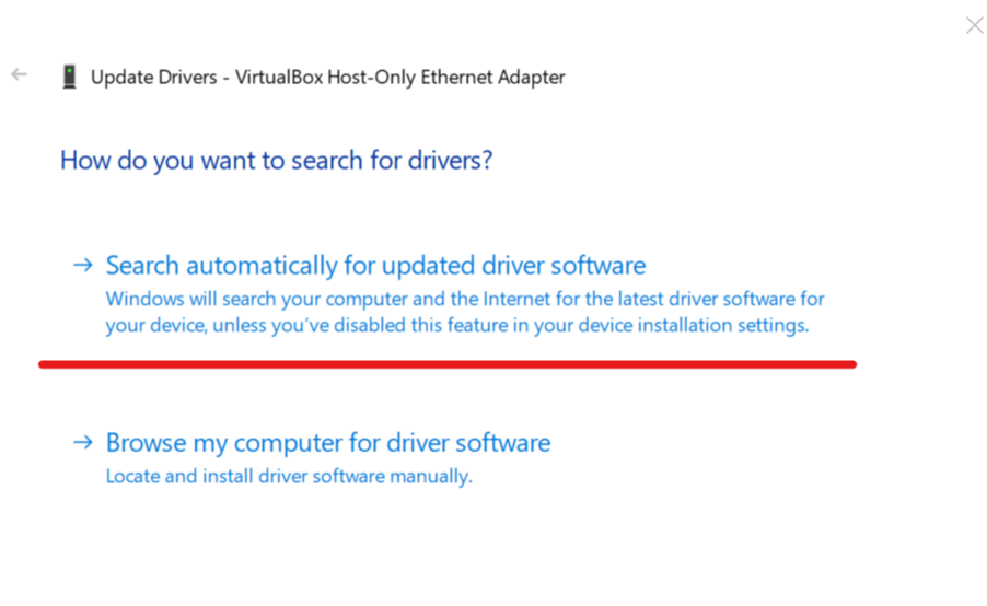 Update Ethernet driver - Search automatically for Driver