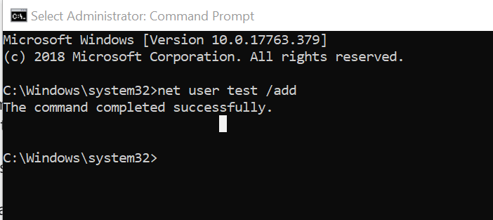 Windows 10 - Create New user- Command prompt