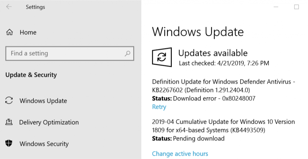 Windows 10 Pending Updates