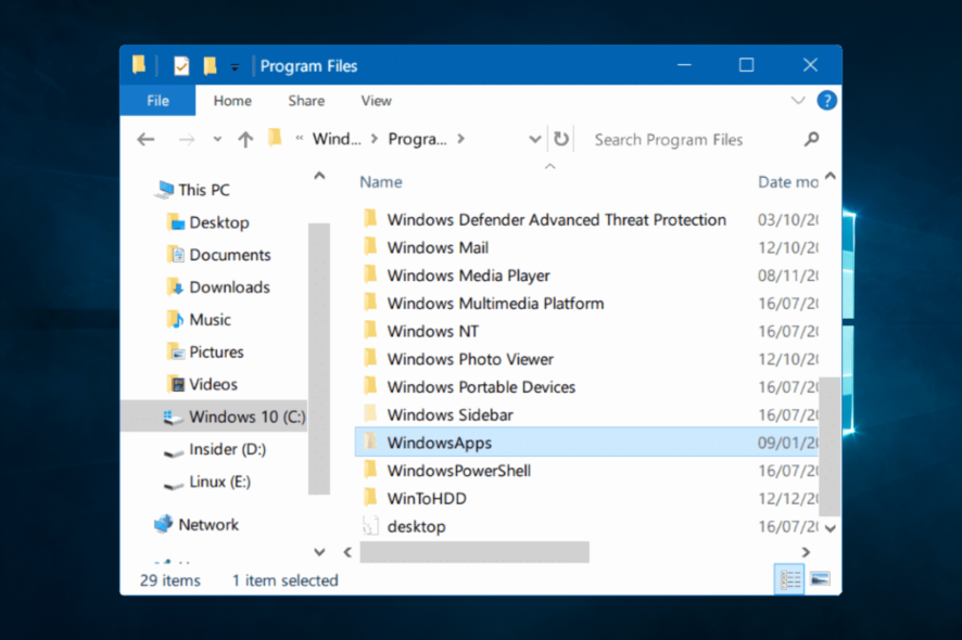 windowsapps folder missing