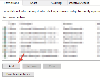 add user permissions Unable to display current owner
