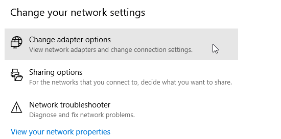 change adapter options windows 10 unable to access shared folder