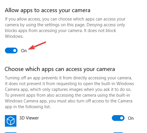 error 0xa00f4245 allow apps to access your camera